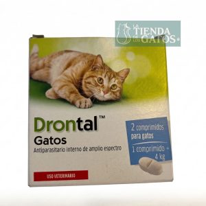 Antiparasitario Drontal para gatos. Ataca Nematodos y Cestodos. Contiene 2 tabletas para gatos. 1 tableta x 4 Kg