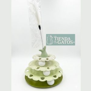 Juguete interactivo tipo torre con bolas giratorias de 3 niveles y pluma