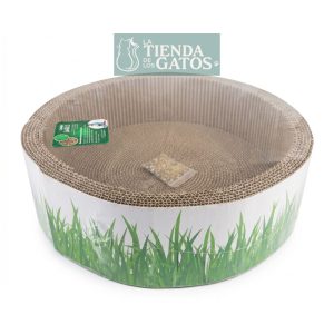 Rascador de cartón circular de 36 cm de diametro, 12 cm de alto con Catnip. - S
